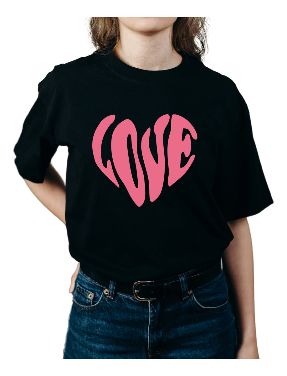 Women's Black T-Shirt – LOVE Print | Urban Minimalism