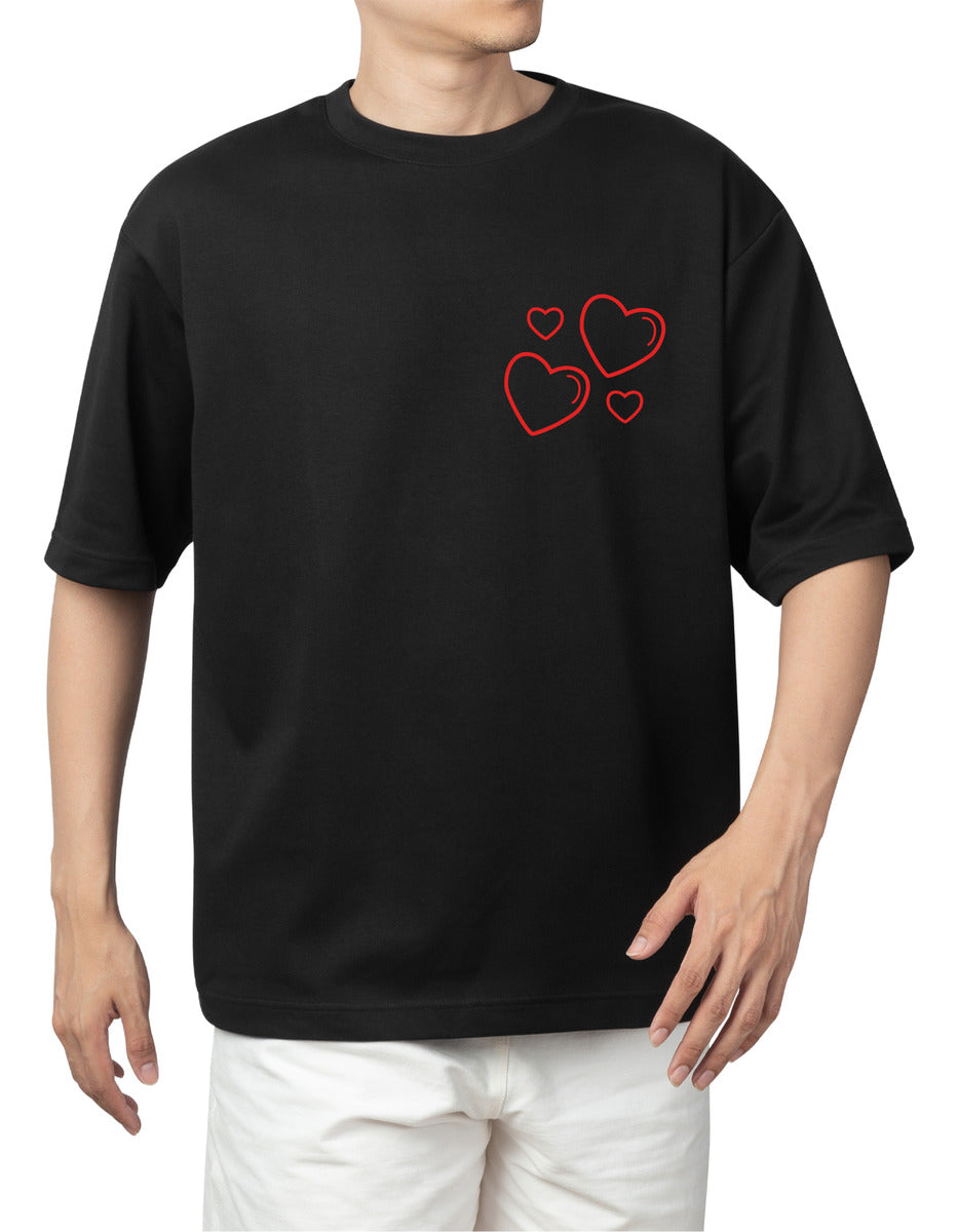 Men's Black T-Shirt – Valentine's Day Bubble Heart | Urban Minimalism