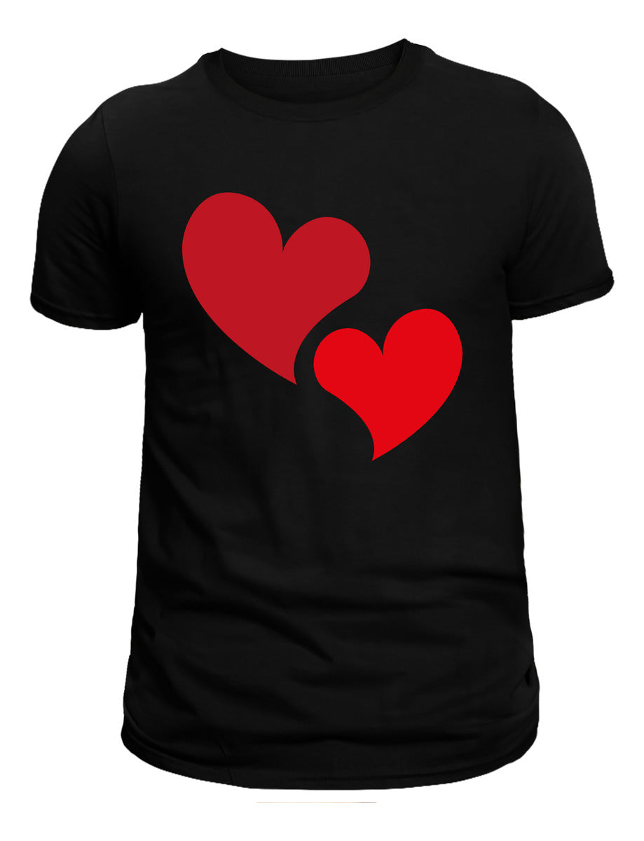 Men's Black T-Shirt – Double Heart | Romantic | Urban Minimalism