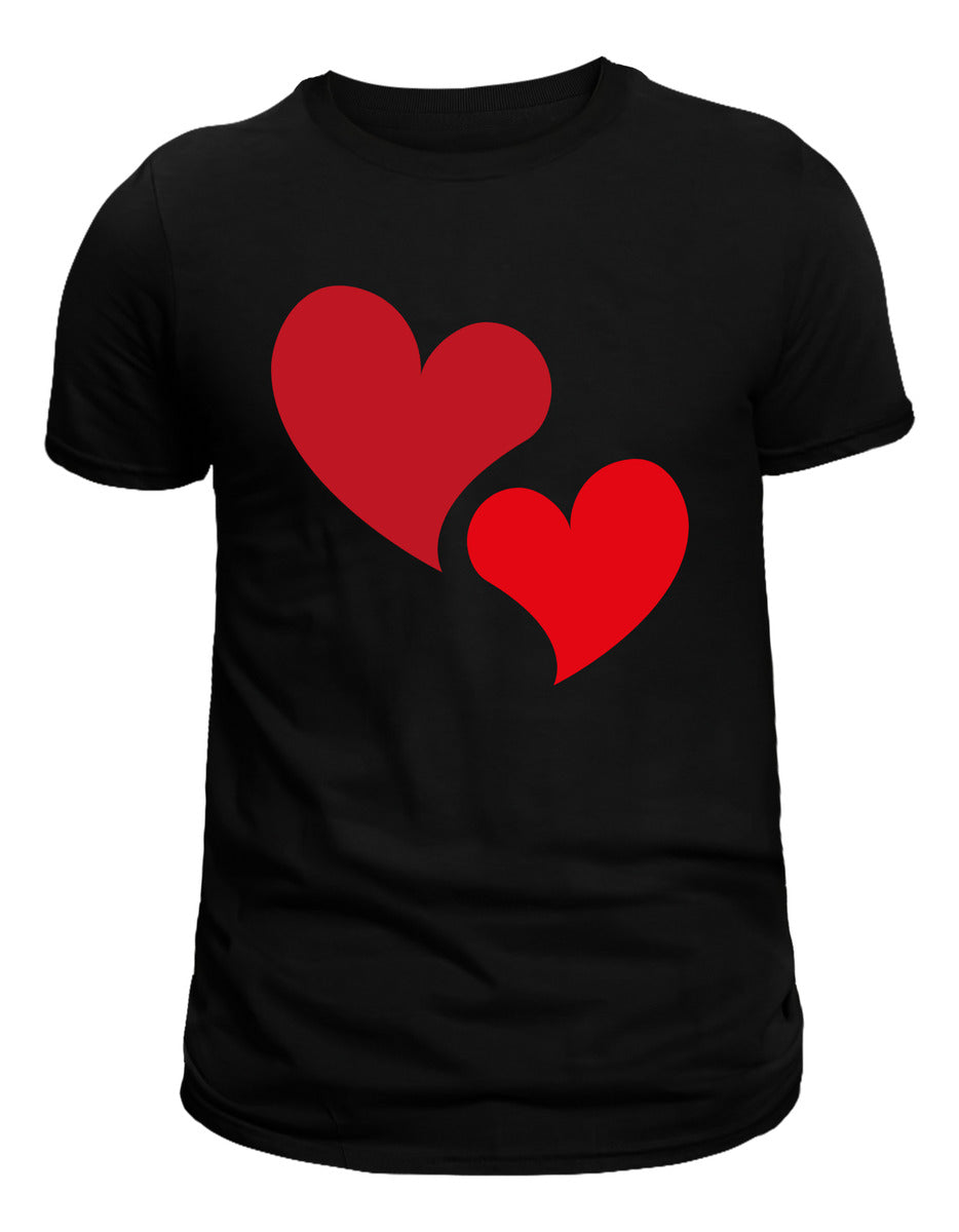 Women's Black T-Shirt – Double Heart | Romantic | Urban Minimalism