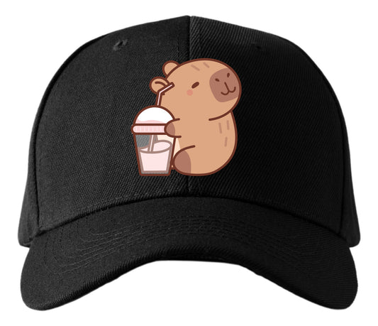 Gorra Tipo Baseball Diseño Capibara Malteada Gorras Negras