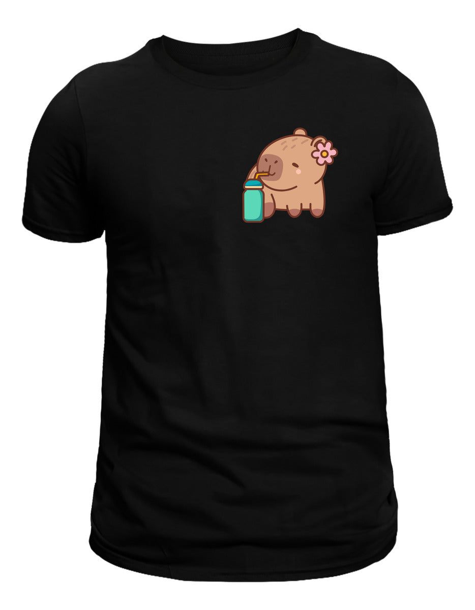 Men's Black T-Shirt – Capybara with Juice | Urban Modeling