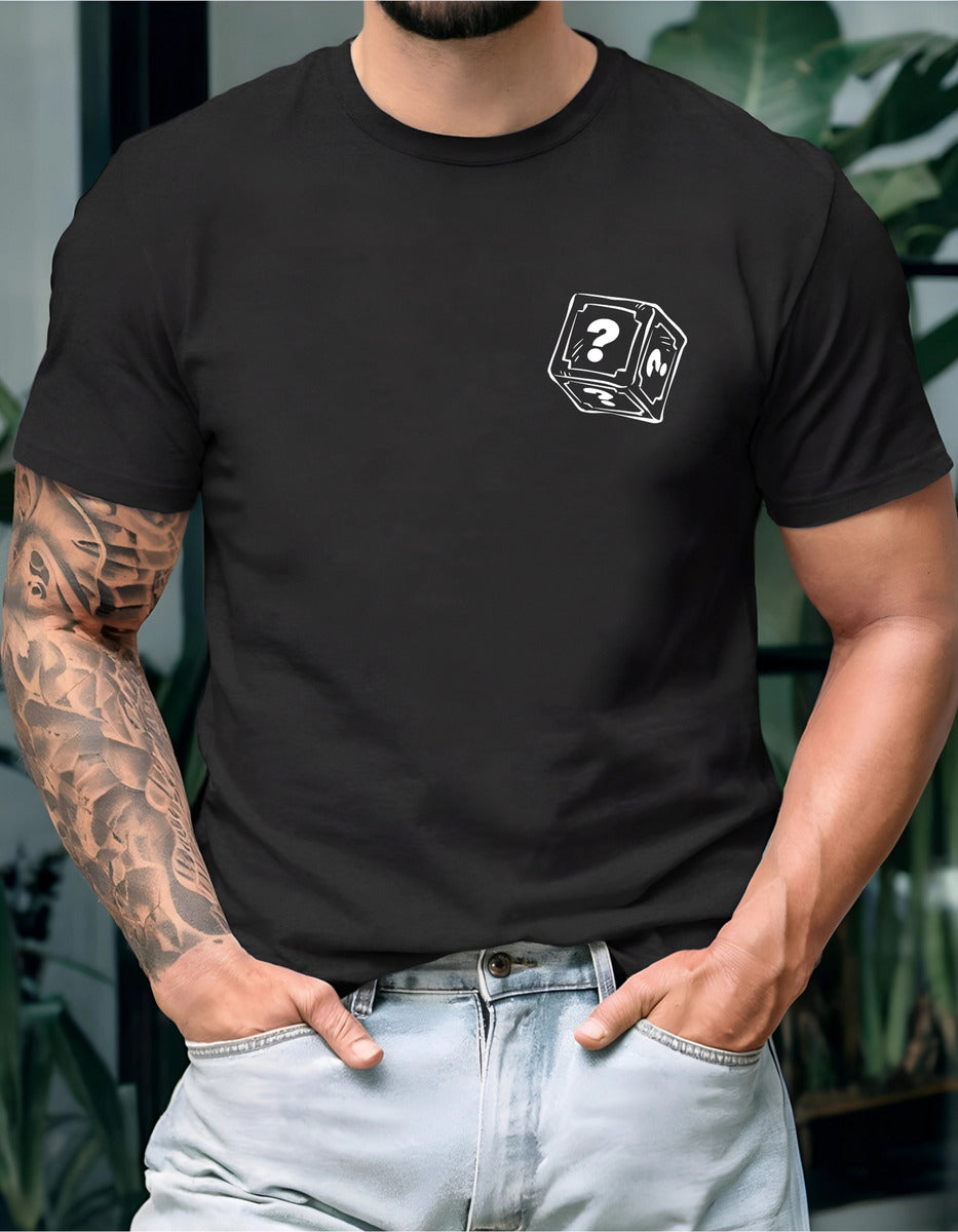 Playera Negra Moda Hombre Cubo Misterioso Arcade Gamer
