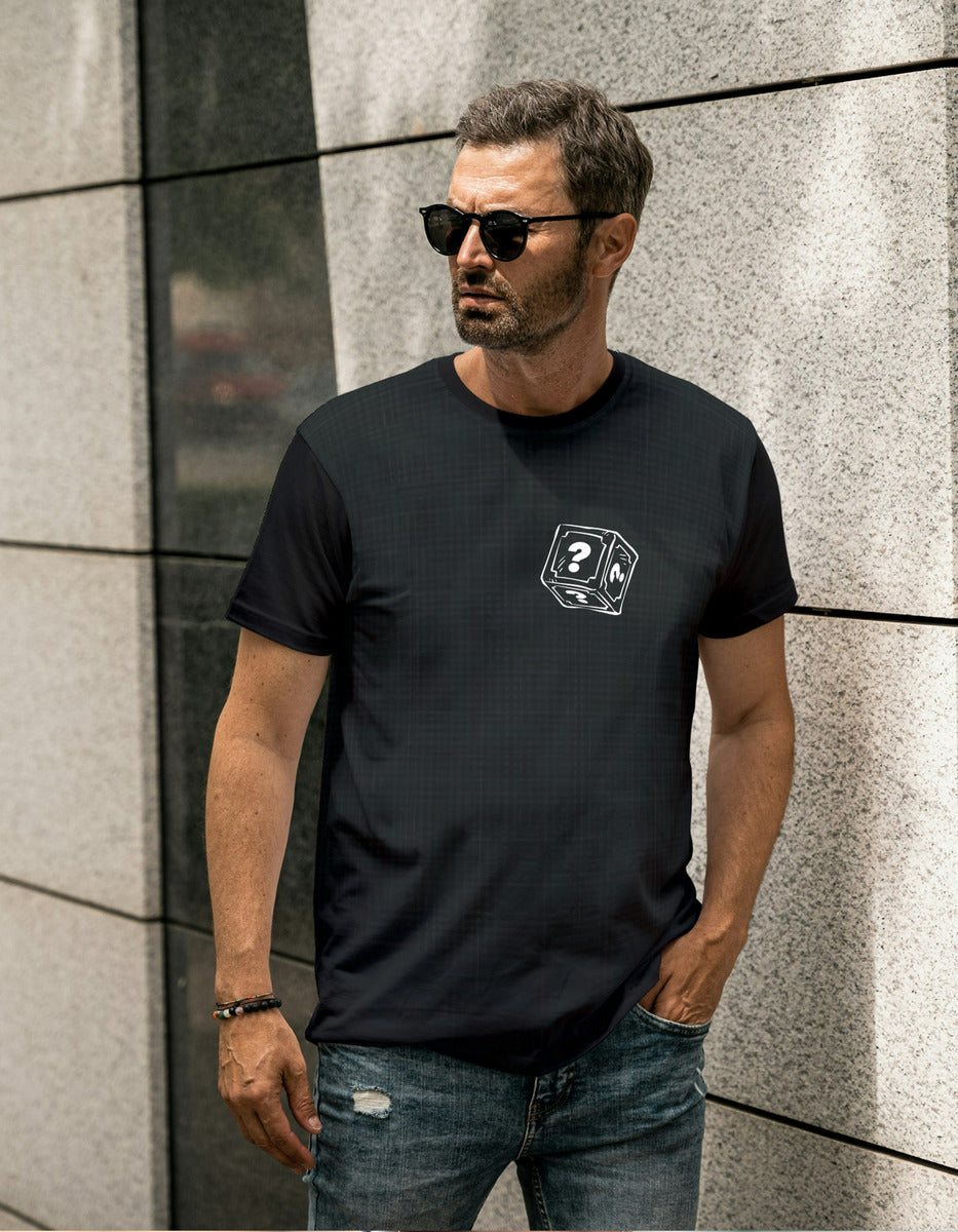 Playera Negra Moda Hombre Cubo Misterioso Arcade Gamer