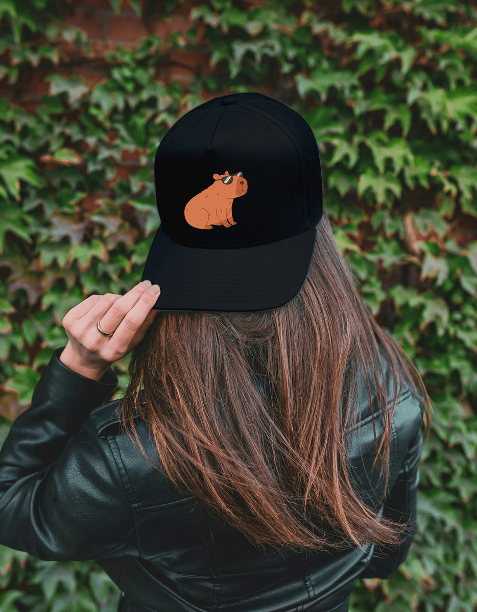 Gorra Tipo Baseball Diseño Capibara Lentes Gorras Negras