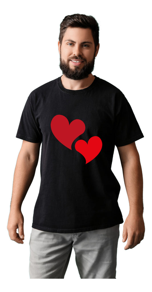 Men's Black T-Shirt – Double Heart | Romantic | Urban Minimalism