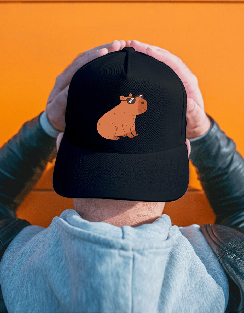 Gorra Tipo Baseball Diseño Capibara Lentes Gorras Negras