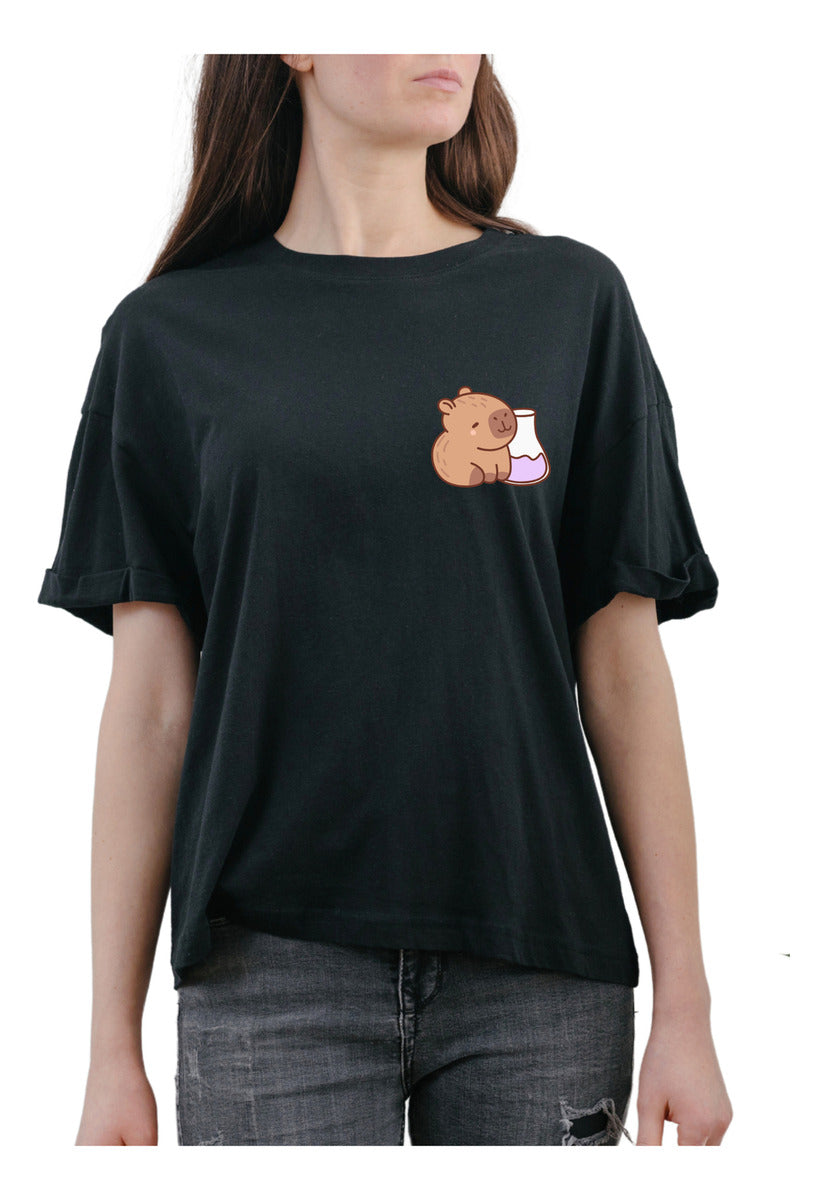 Women's Black T-Shirt – Capybara Chemist Geek Gift | Urban Minimalism