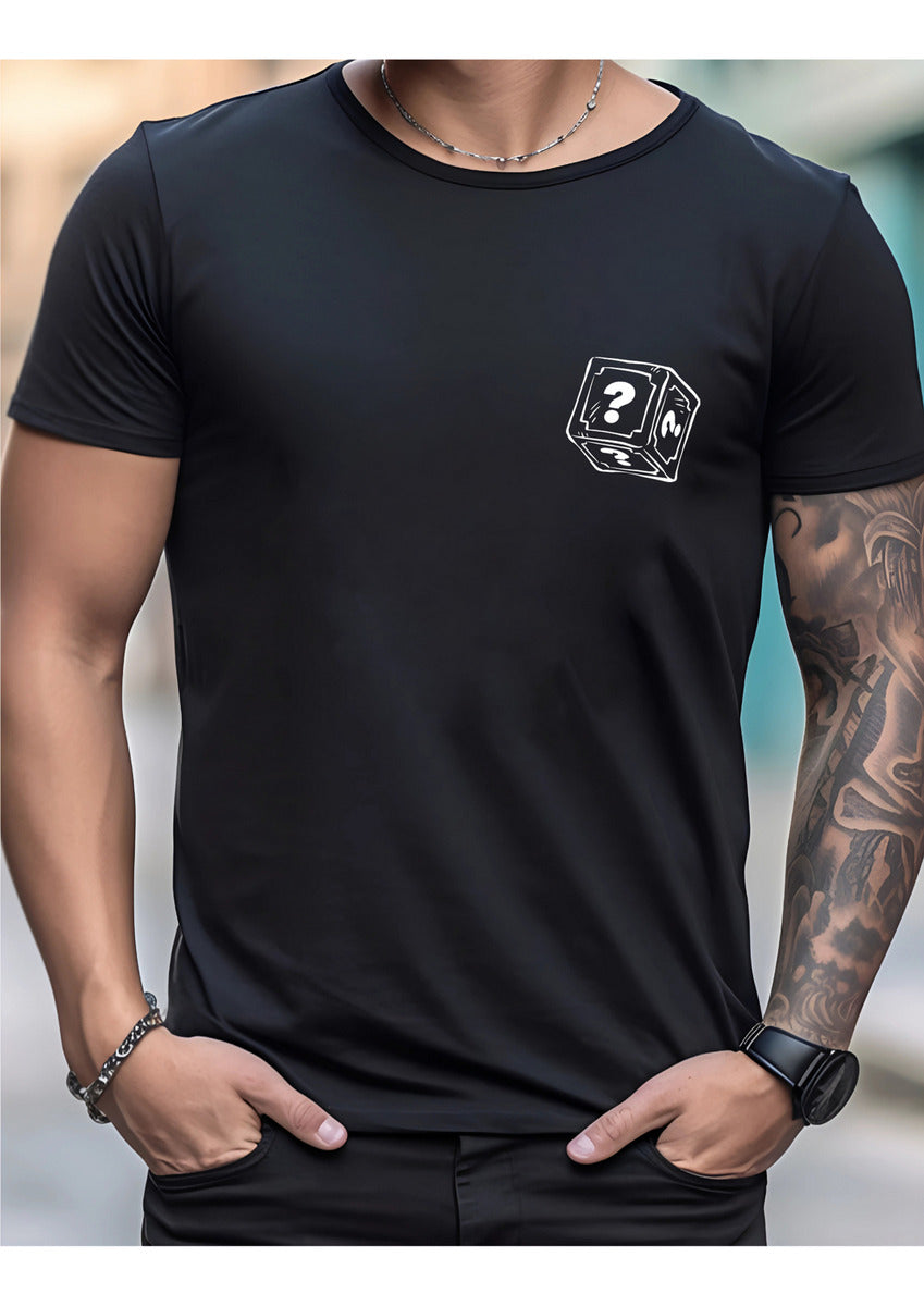 Playera Negra Moda Hombre Cubo Misterioso Arcade Gamer