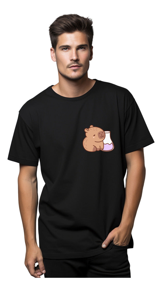 Men's Black T-Shirt – Capybara Chemist Geek Gift | Urban Minimalism