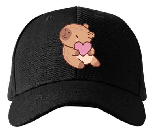 Gorra Tipo Baseball Diseño Capibara Corazón Gorras Negras