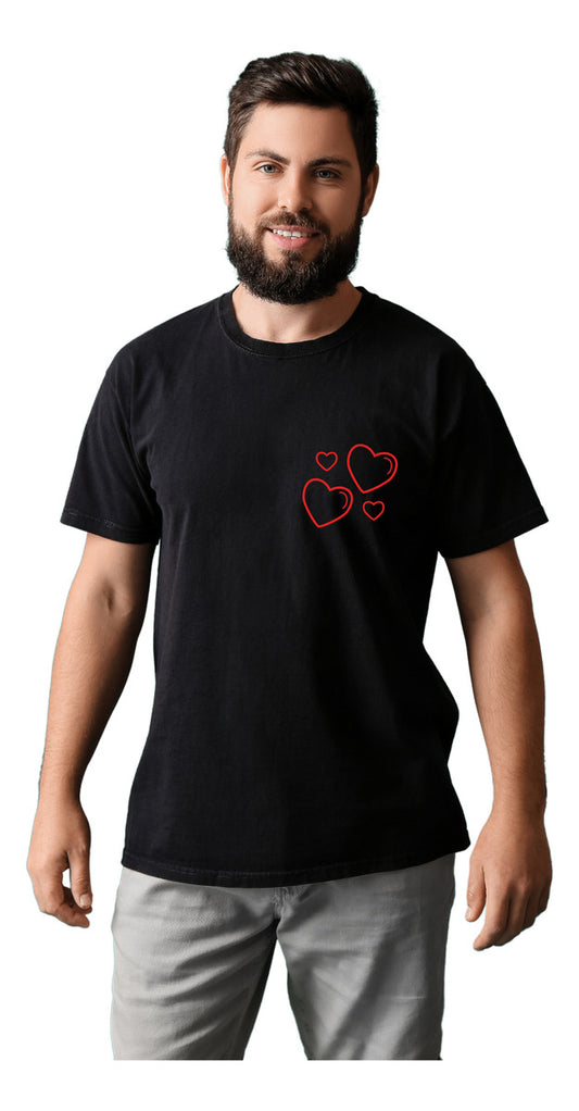 Men's Black T-Shirt – Valentine's Day Bubble Heart | Urban Minimalism