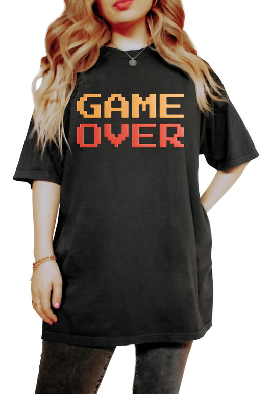 Women's Black T-Shirt – Game Over Pixel Art Gamer | Urban Minimalism