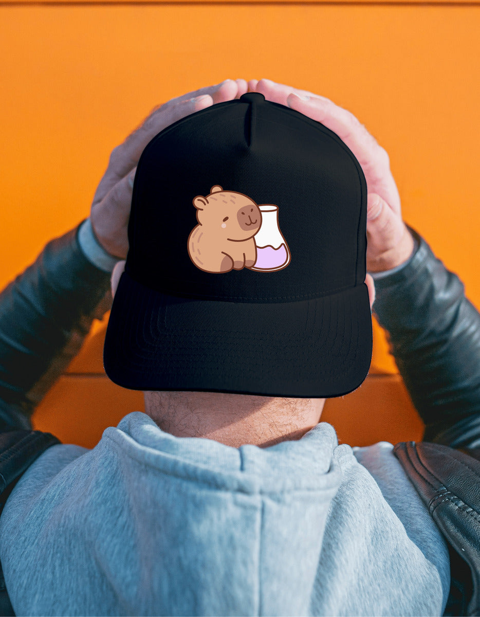 Gorra Negra Tipo Baseball – Capibara Científico | Accesorios Unisex