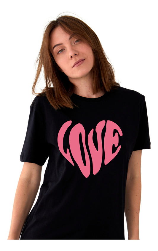 Women's Black T-Shirt – LOVE Print | Urban Minimalism